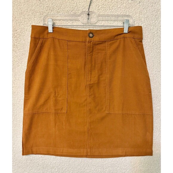GARNET HILL Corduroy Skirt Size 12 Mustard Brown - Picture 1 of 15